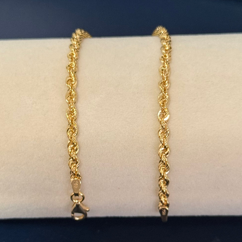 Classic Rope Chain Bracelet in Yellow Gold