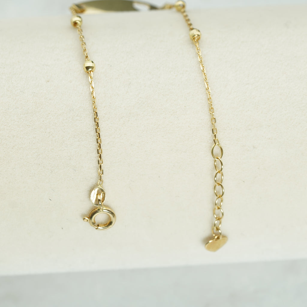 Yellow Gold Chain Bracelet with Heart ID Plate