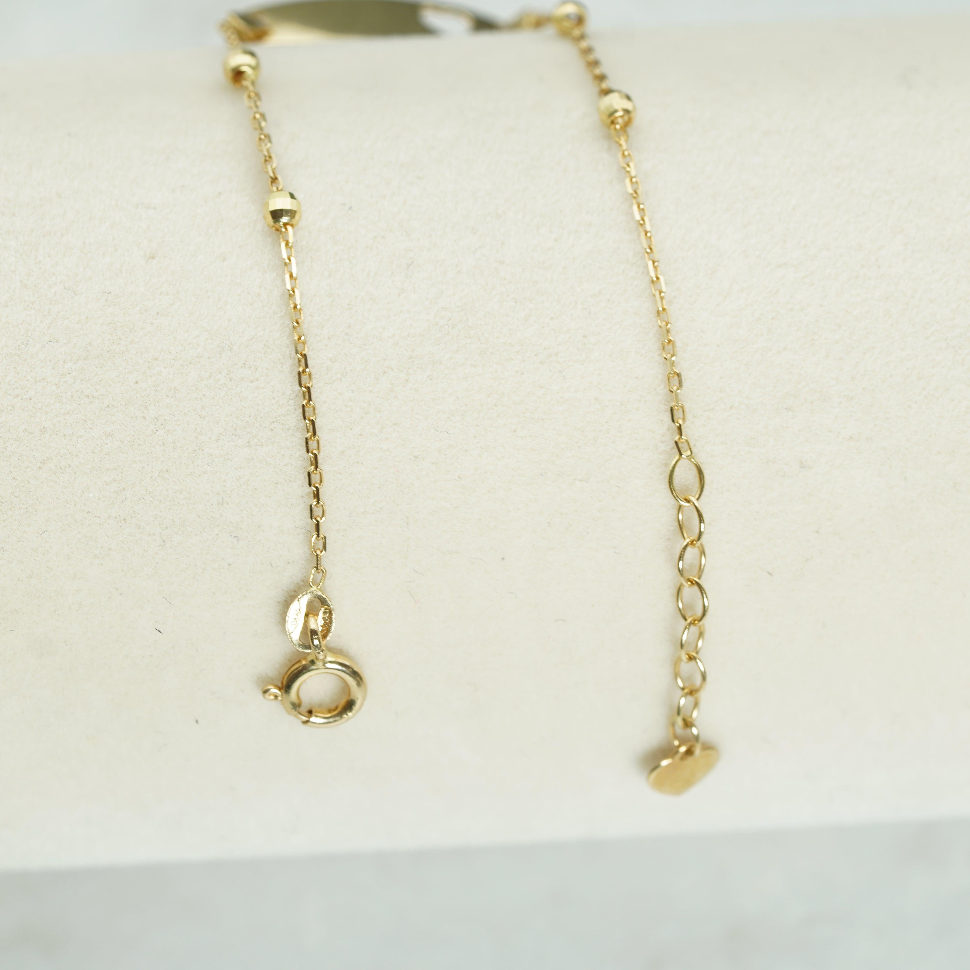 Yellow Gold Chain Bracelet with Heart ID Plate