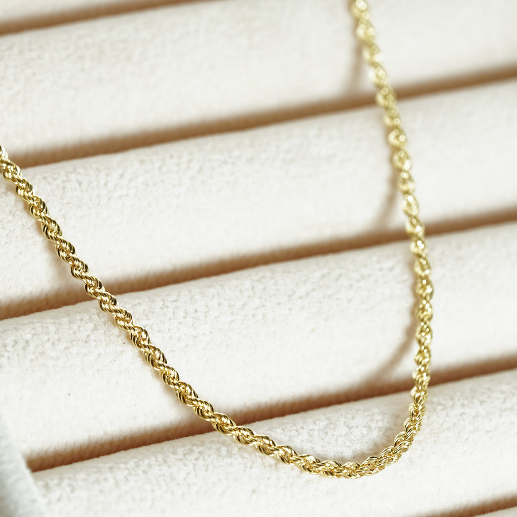 Classic Yellow Gold Rope Chain Necklace