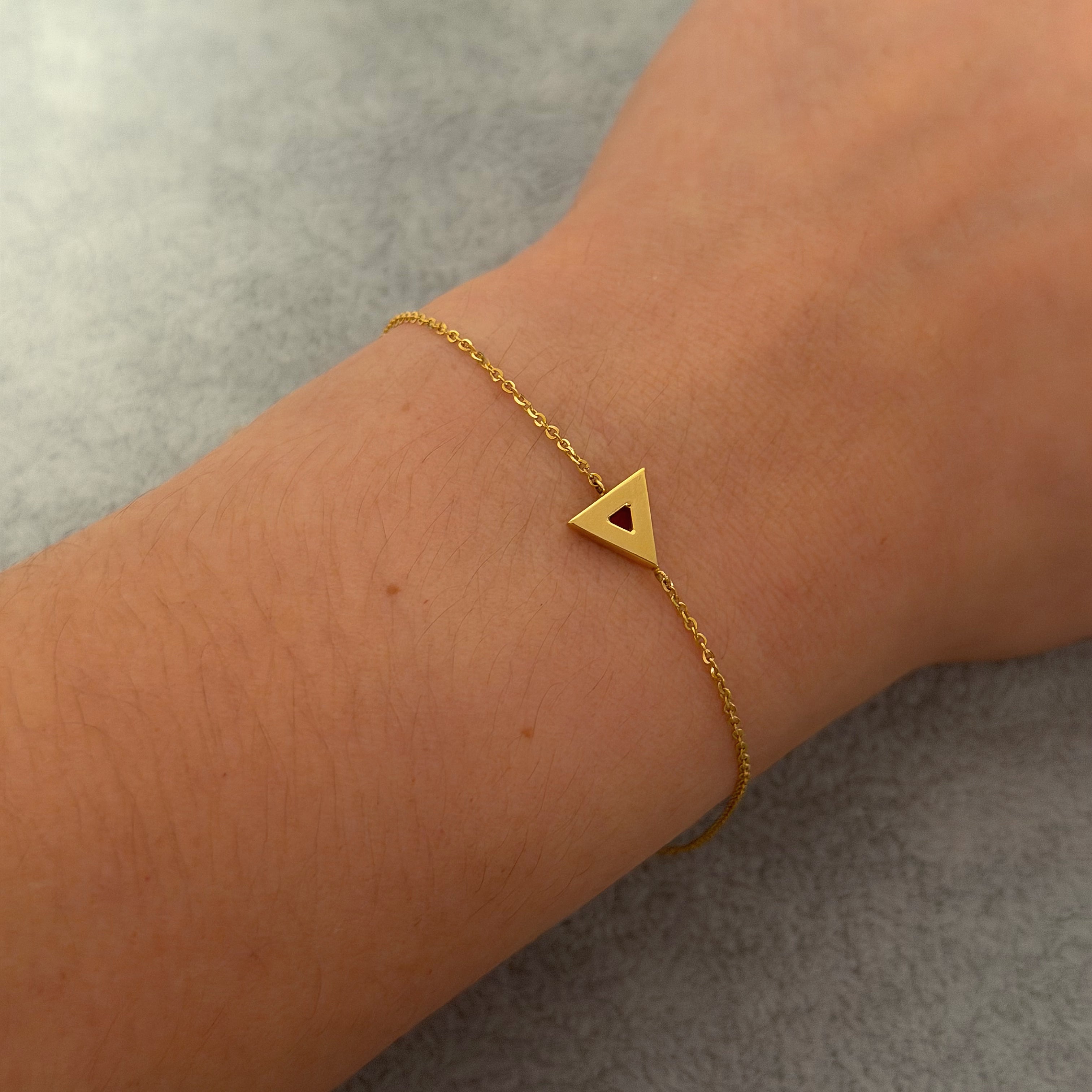 Geometric Triangle Charm Chain Bracelet in Yellow Gold