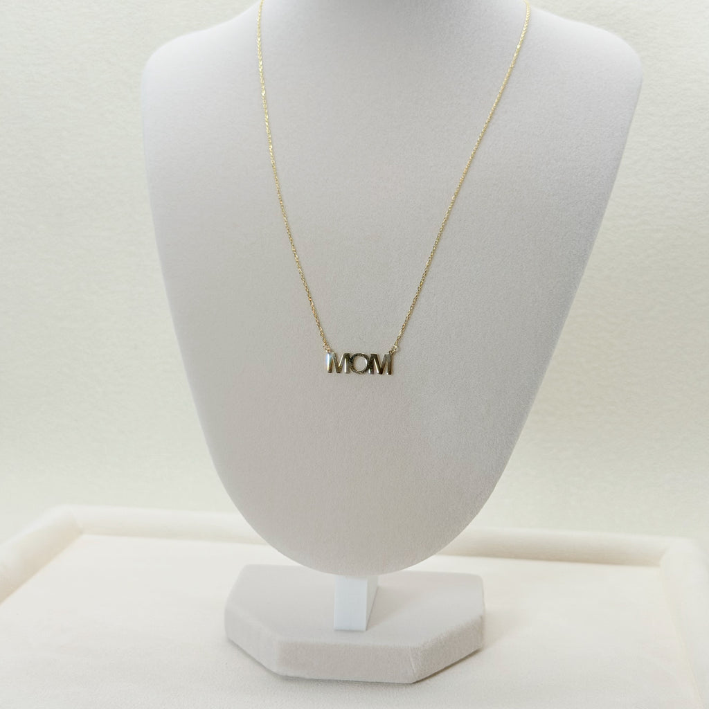 Yellow Gold 'MOM' Monogram Necklace
