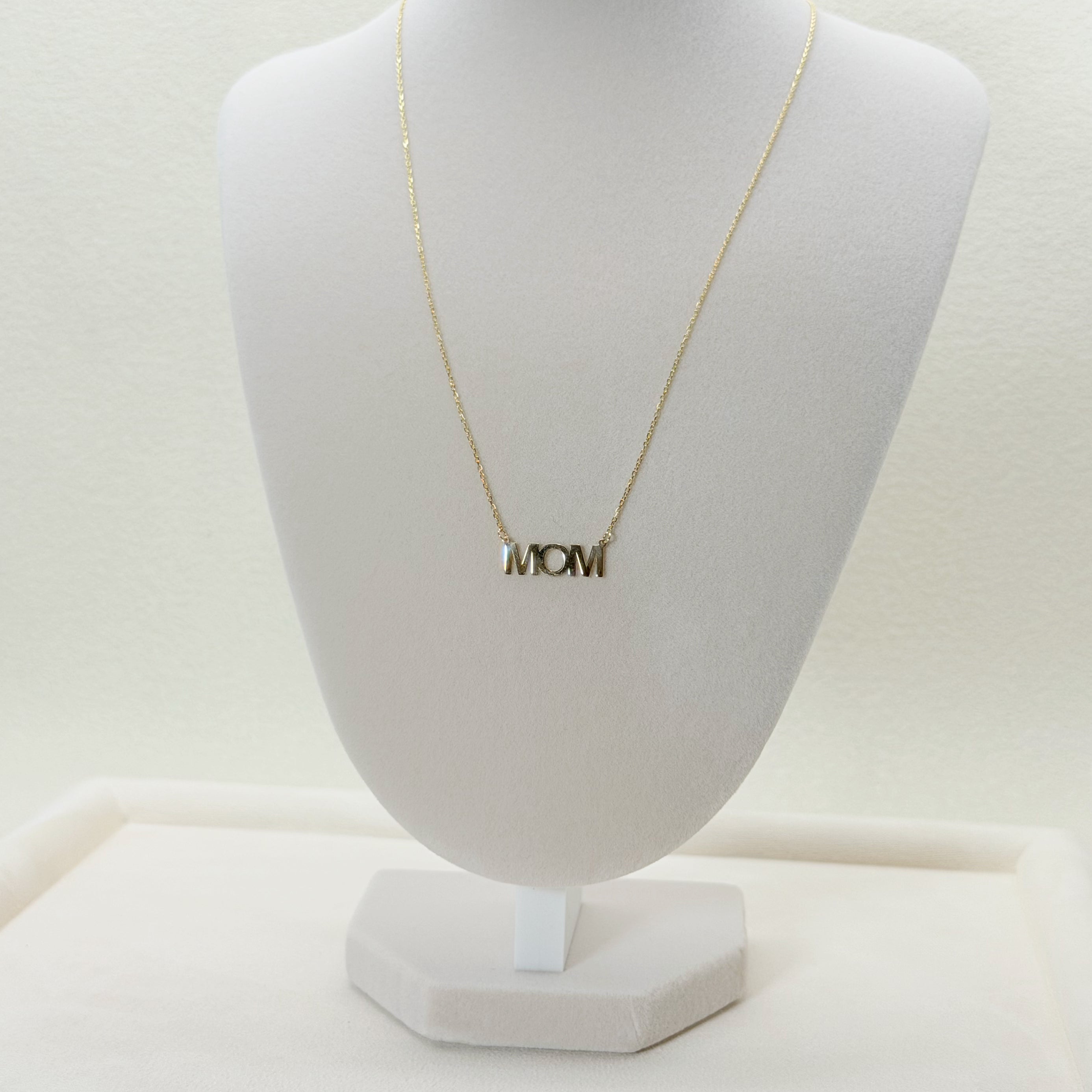 Yellow Gold 'MOM' Monogram Necklace
