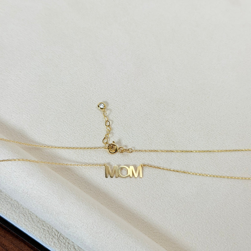 Yellow Gold 'MOM' Monogram Necklace