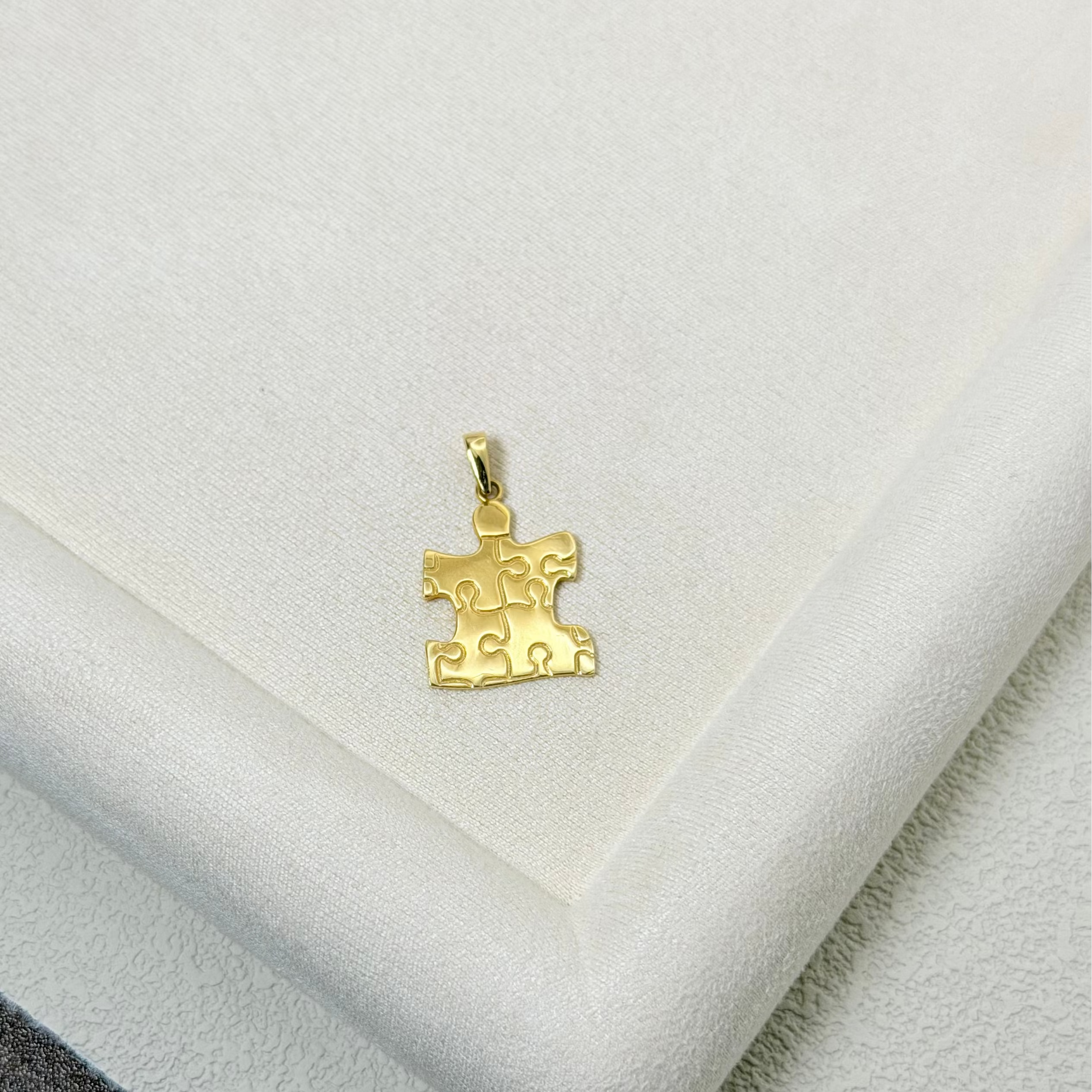 Yellow Gold Jigsaw Puzzle Awareness Pendant
