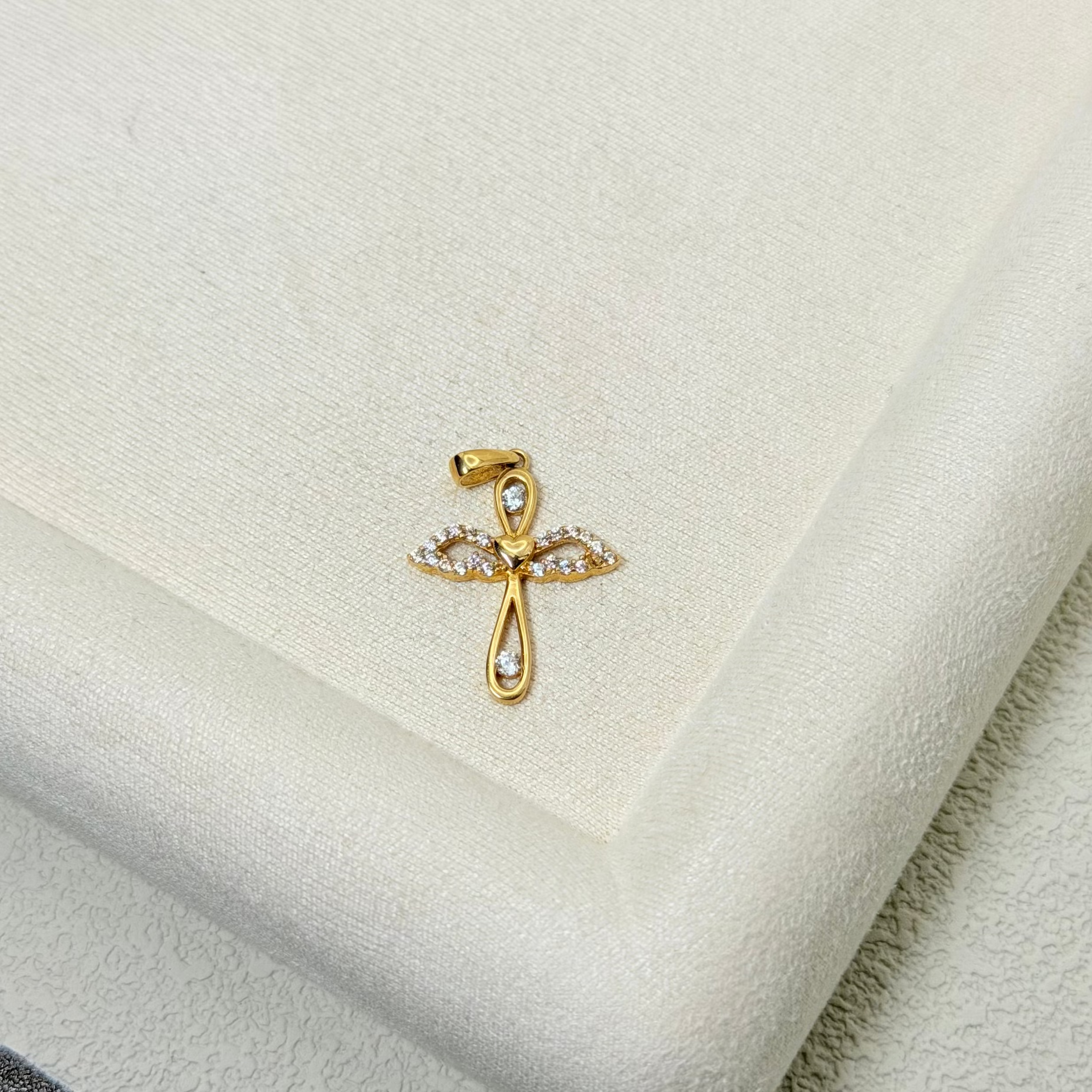 Yellow Gold Angel Wings Diamond Pendant