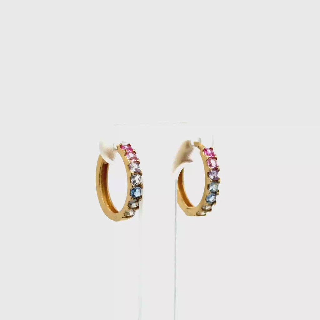 Yellow Gold Hoop Earrings with Mixed-Cut brillant