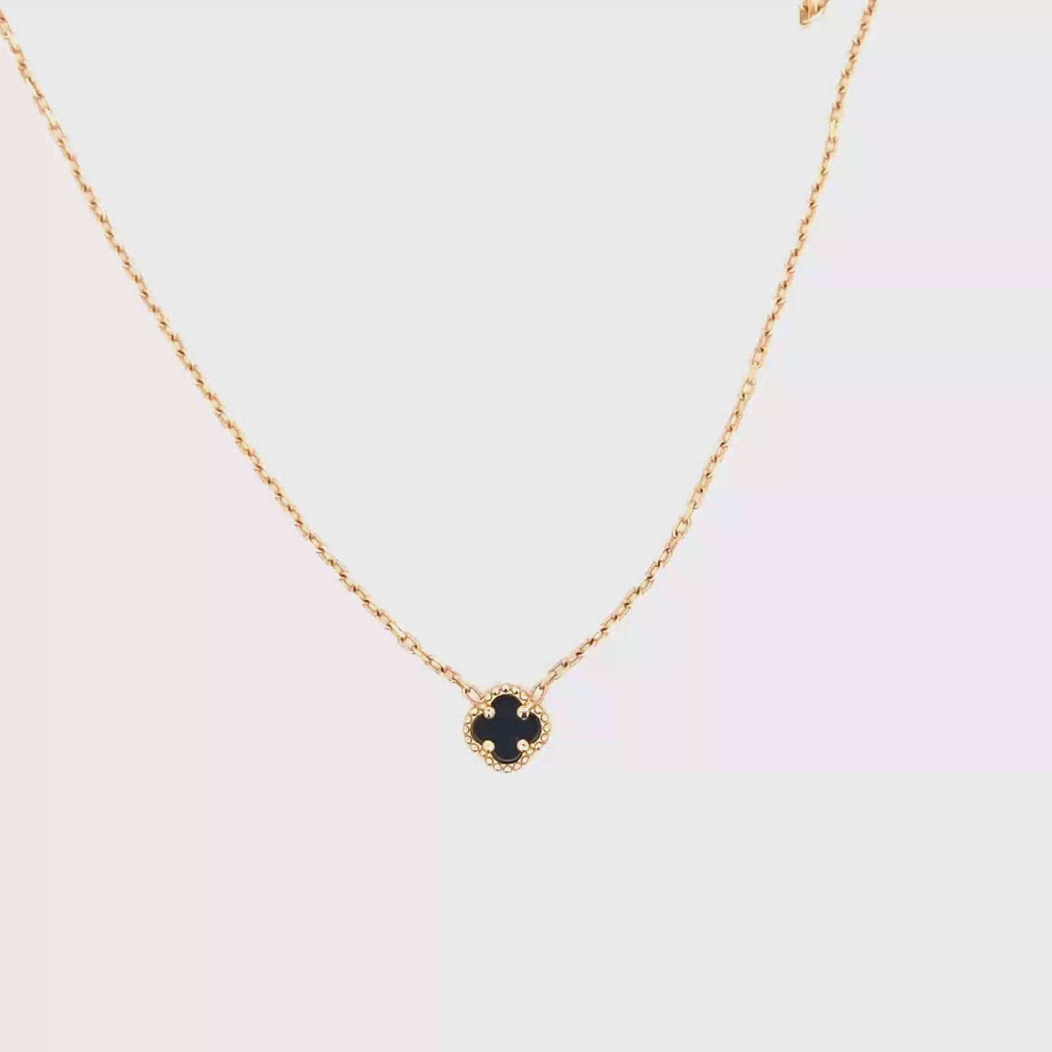 Yellow Gold Charm Necklace with Onyx