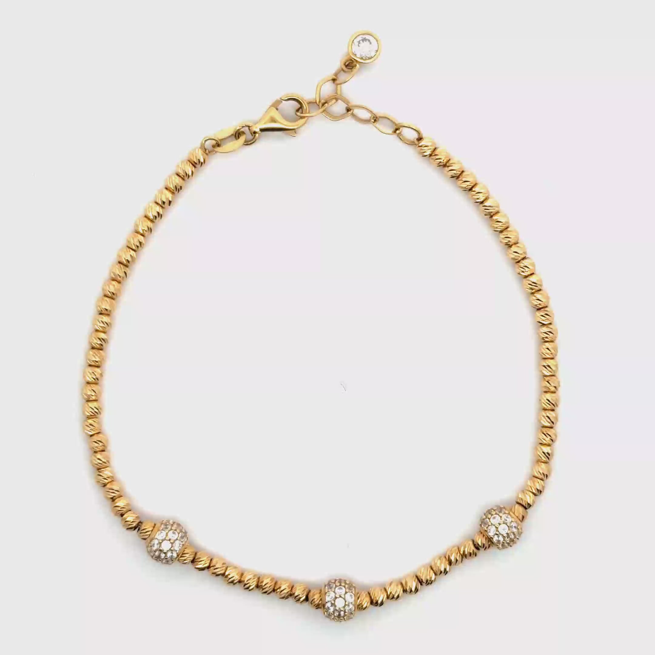 Yellow Gold Chain Bracelet with Round Brilliant