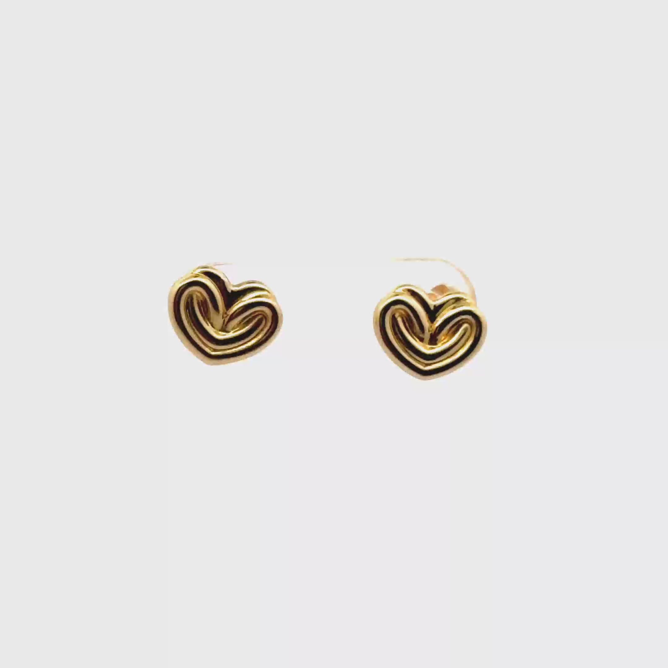 Yellow Gold Heart-Shaped Stud Earrings