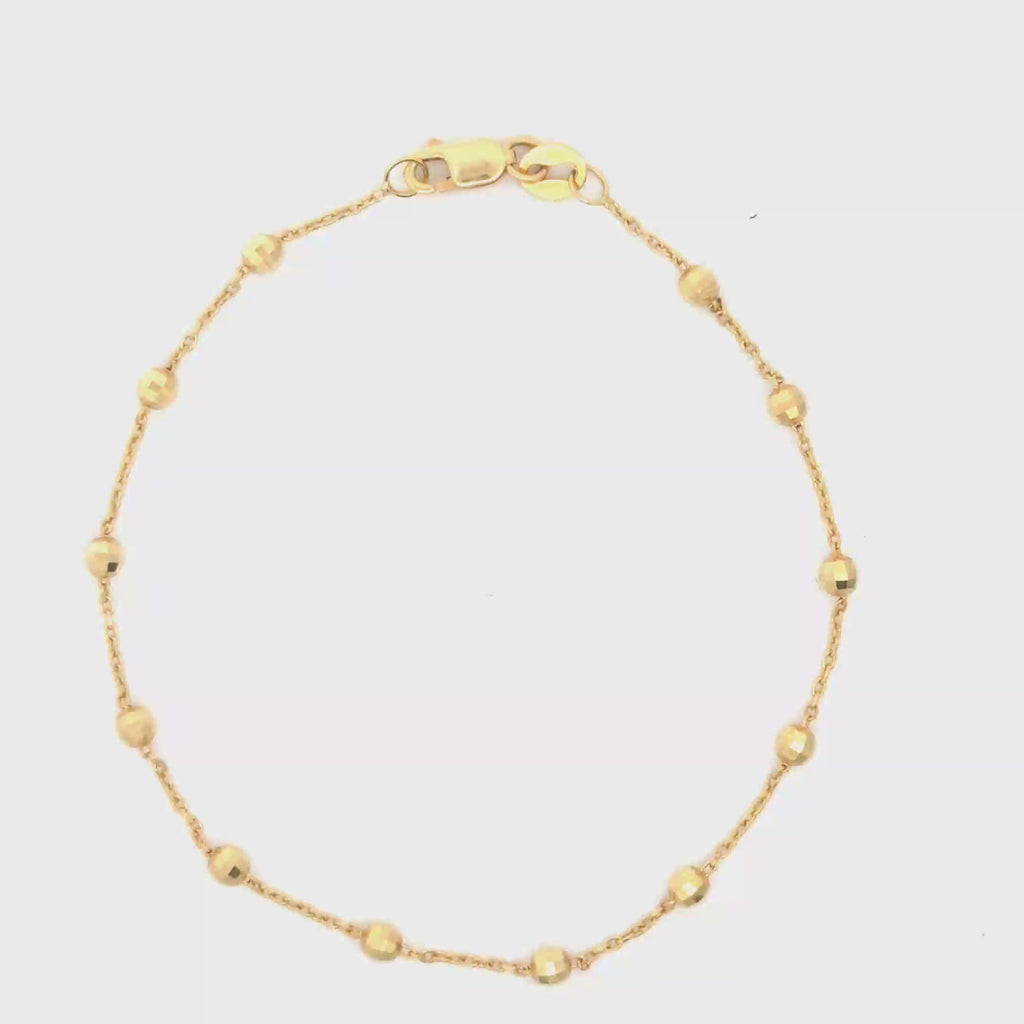 18K Yellow Gold Beaded Chain Bracelet