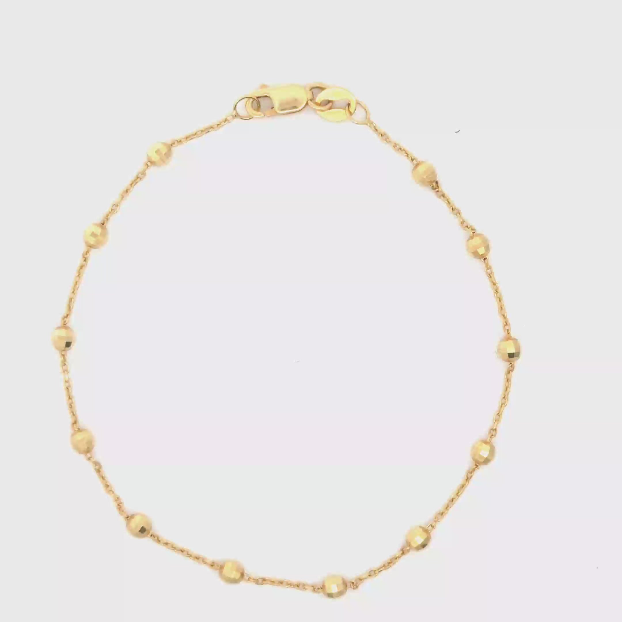 18K Yellow Gold Beaded Chain Bracelet