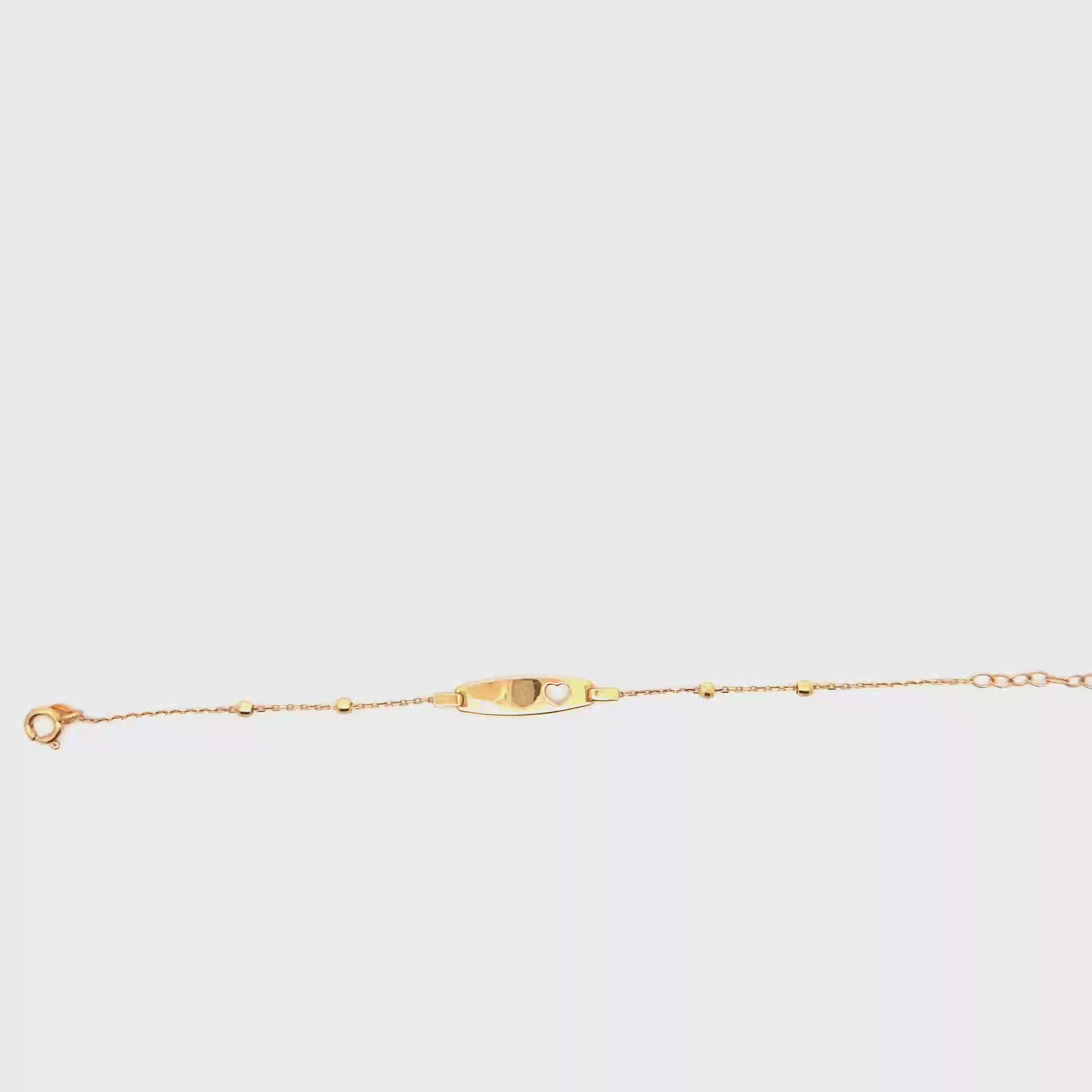 Yellow Gold Chain Bracelet with Heart ID Plate