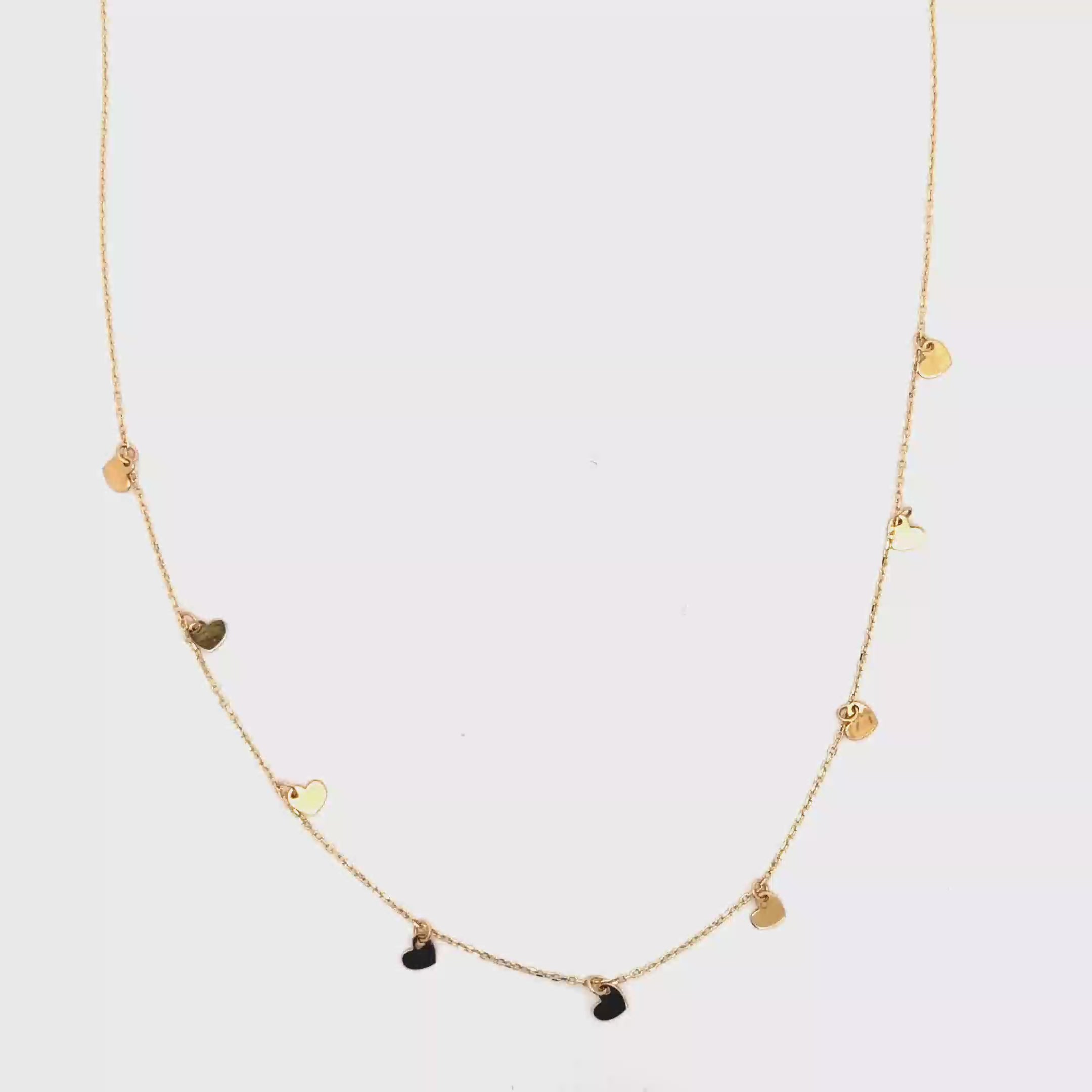 Yellow Gold Heart Charm Necklace Minimalist Jewelry