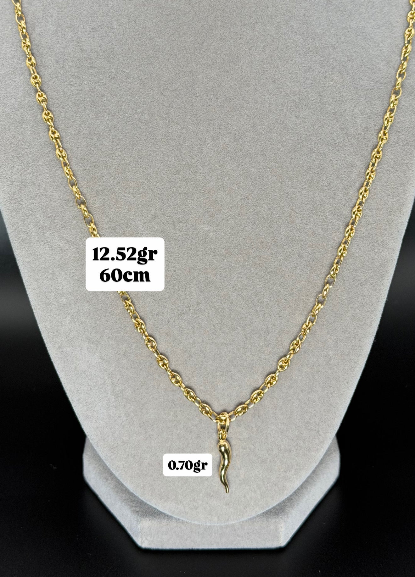 Yellow Gold Cornicello Horn Charm Necklace