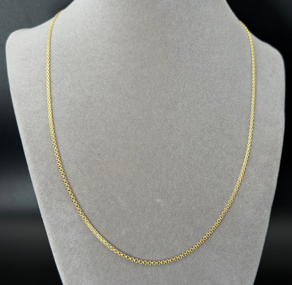 Yellow Gold Textured Link Chain Necklace