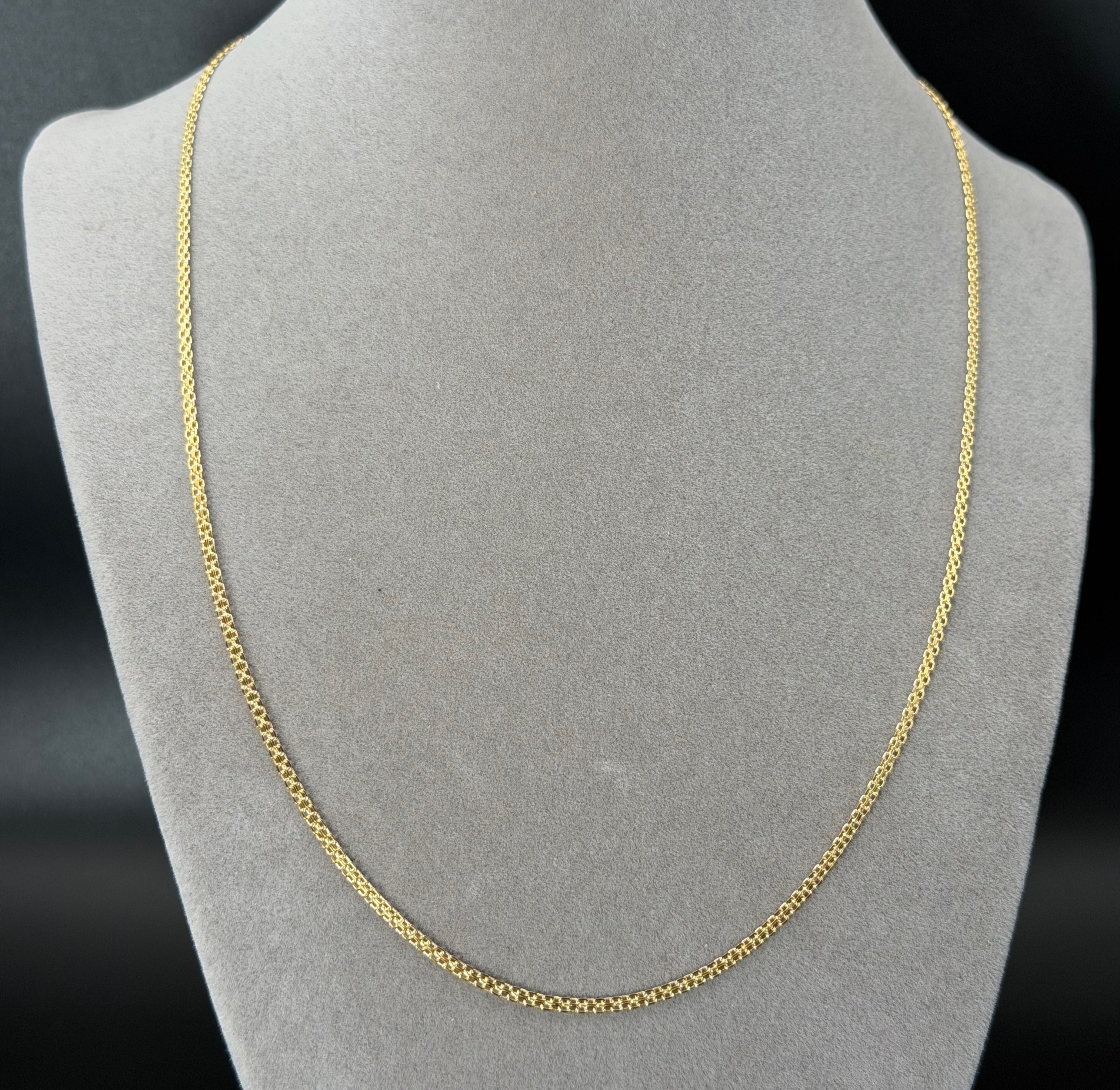Yellow Gold Textured Link Chain Necklace