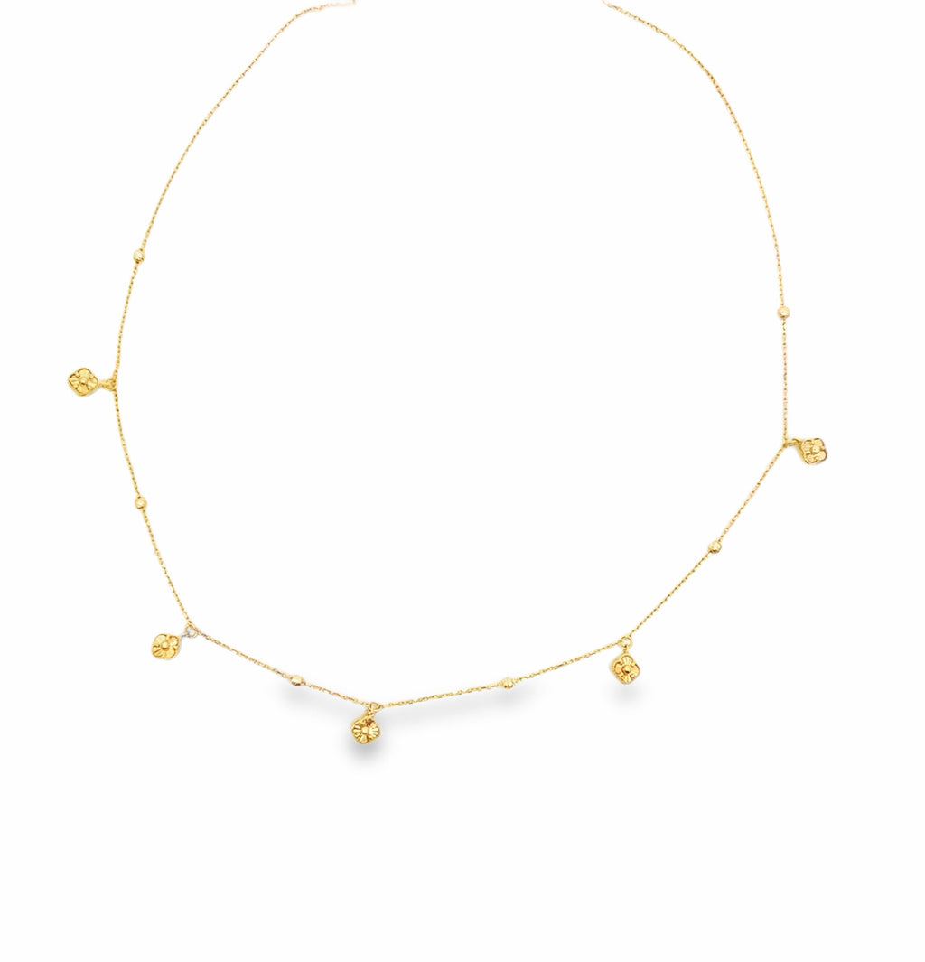 Yellow Gold Delicate Station Charm Necklace