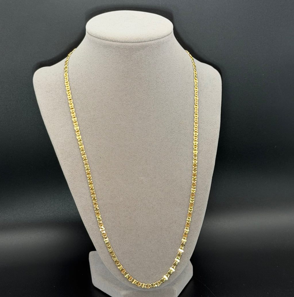 Yellow Gold Flat Mariner Chain Necklace