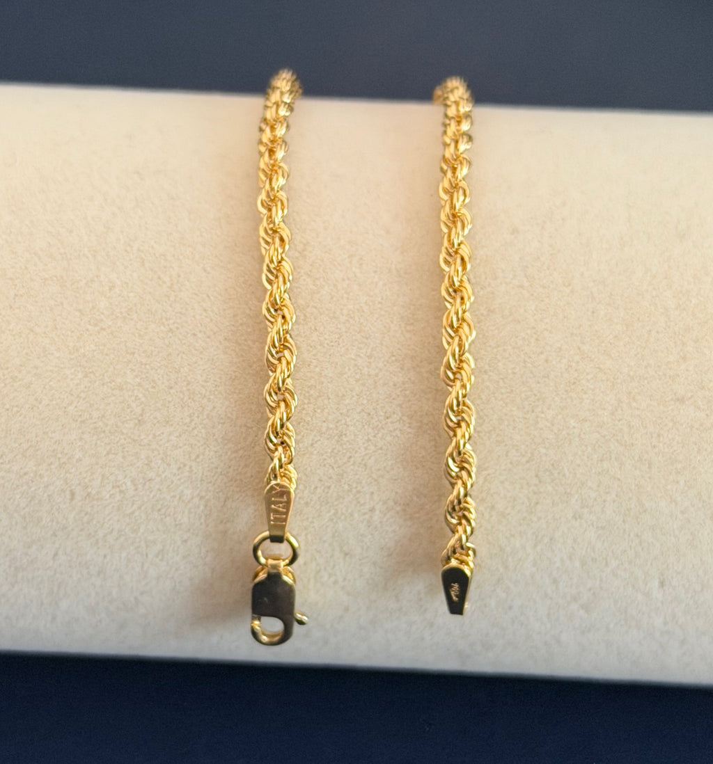 Classic Yellow Gold Rope Chain Bracelet