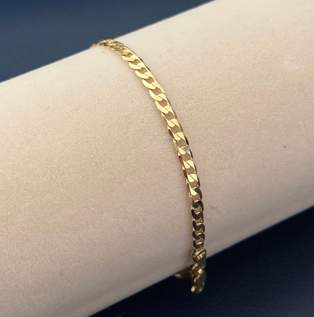 Yellow Gold Flat Link Chain Bracelet