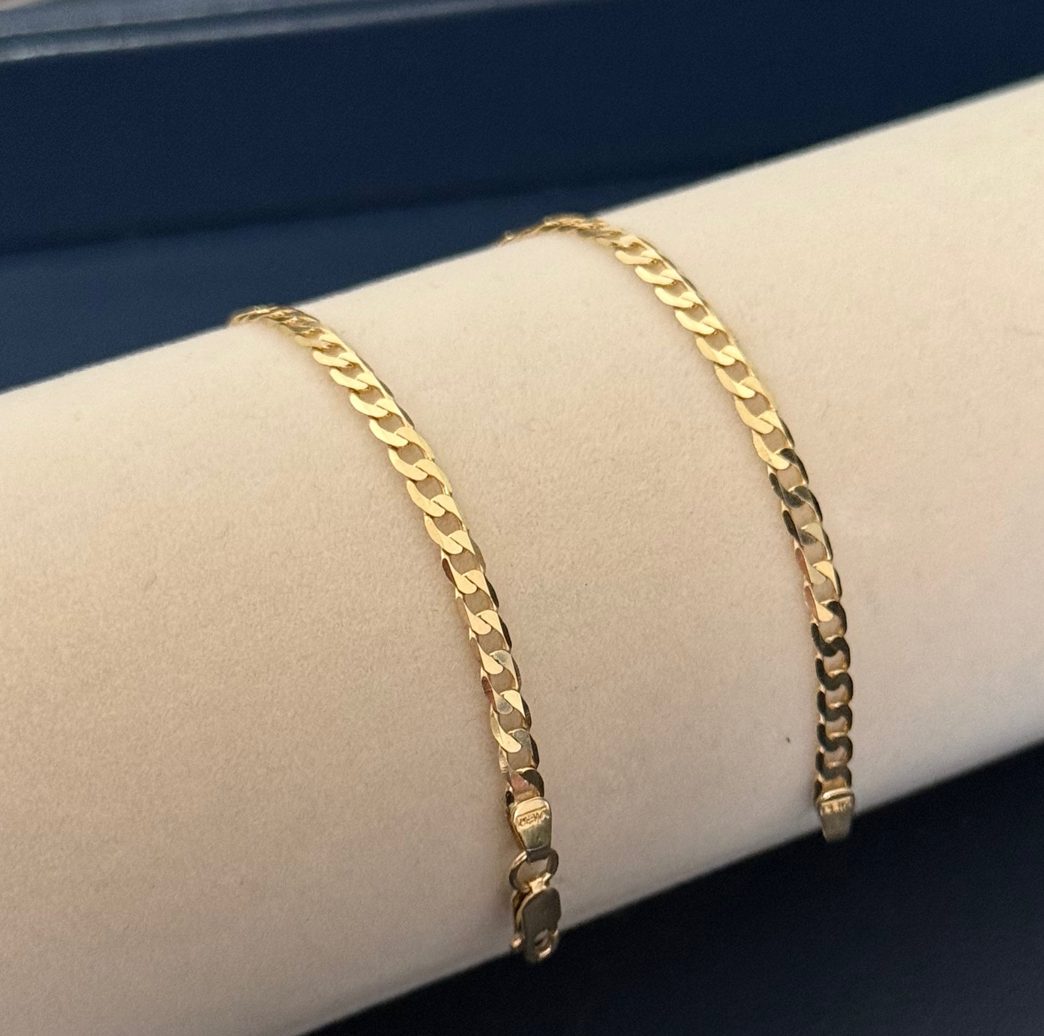 Yellow Gold Flat Link Chain Bracelet