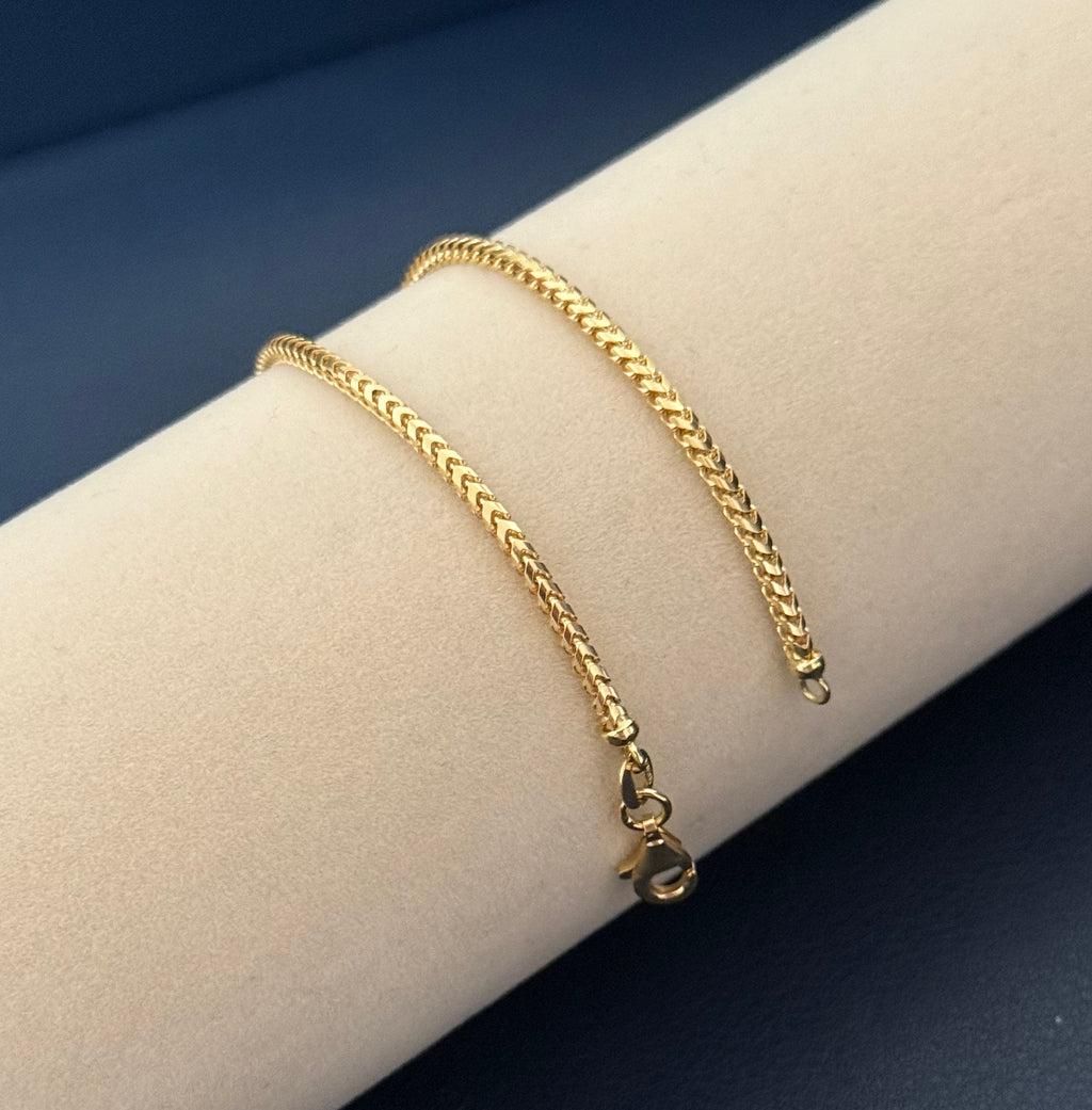 Yellow Gold Woven Chain Bracelet with Lobster Clasp